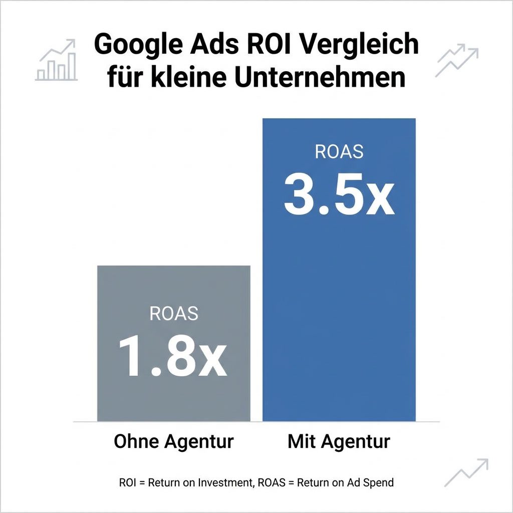 Google Ads ROAS-Vergleich: KMU mit und ohne professionelle Agenturbetreuung (2026)